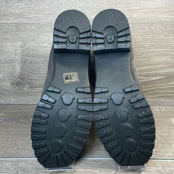 Moncler Viviane Dark Gray Suede Women’s Sz 8/EU 38 Double Zip Heeled Combat Boot - Picture 7 of 13
